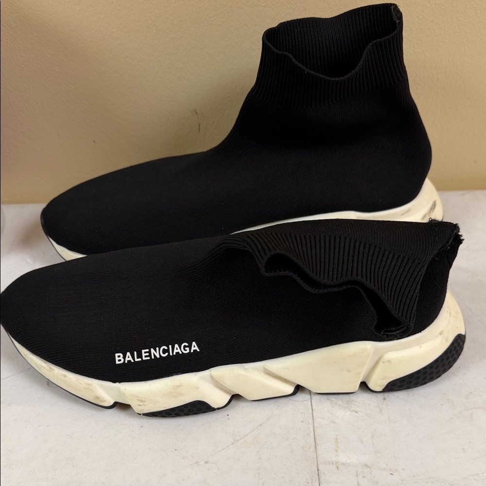 Balenciaga Black and White Athletic Shoes
